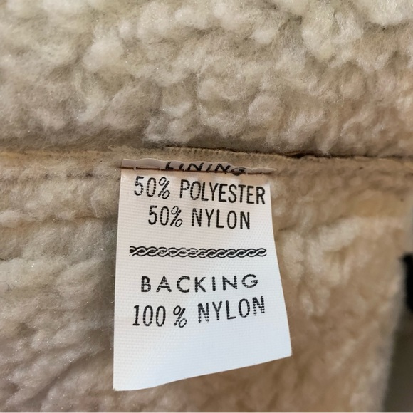 Brown Sherpa Leather Vest Size Medium Snaps - Picture 7 of 8